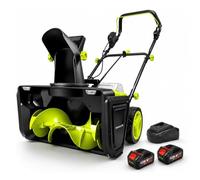 Souffleuse Neige Électrique, 2 Batteries 5,0 Ah, 180°/25 Pieds, For Allées | Machine Nettoyage Neige Sans Fil, 40 V/3 500 W, Tarière En Nylon, Phare LED, Roues 17,8 Cm, 2 Étapes/surcharge