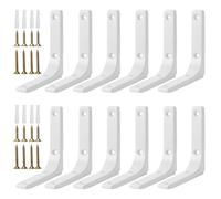SOUJAP Lot de 12 supports d'étagère blancs de 10,2 cm en métal L à angle droit avec vis pour planche en bois, bibliothèque, 100 x 100 x 20 mm