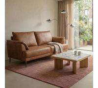 Soul Canapé en cuir 3 places Cognac Marron - Canapé en cuir véritable de qualité supérieure - Design scandinave - Ressorts ensachés - Pieds en métal - Confort moderne pour le salon - Intemporel et