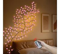 SoulBay Guirlande lumineuse en fleurs de cerisier - 2,8 m - 144 LED - Avec télécommande - Rechargeable par USB - Pour salon, chambre à coucher, Halloween - Décoration de Noël