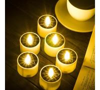 SoulBay Lot de 6 Bougie LED Solaire Exterieur, Bougies Chauffe Plat Rechargeables Flamme Vacillante pour Fête, Exterieures Jardin, Cimetière, Lanterne, Chambre, Halloween Decoration Anniversaire