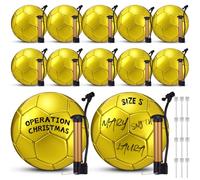 Soulchen Lot de 12 ballons de football pour Noël | Comprend une aiguille à pompe, un mini ballon de football, un ballon de football officiel, un cadeau dégonflé pour un don