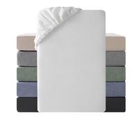 SOULFUL Drap Housse 160 x 200 cm Coton Bonnet 30cm, Oeko-Tex, Blanc Laiteux | 100% Coton Lavé Texture Similaire à Celle du Lin Stone Washed Confortable Respirant Drap-Housse