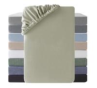 SOULFUL Drap Housse 160x200 Coton Bonnet 30cm, Oeko-Tex, Vert Vintage | 100% Coton Lavé Texture Similaire à Celle du Lin Stone Washed Confortable Respirant Drap-Housse