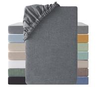 SOULFUL Drap Housse 90x200 Coton Bonnet 30cm, Oeko-Tex, Gris Foncé | 100% Coton Lavé Texture Similaire à Celle du Lin Stone Washed Confortable Respirant Drap-Housse