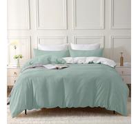 SOULFUL Housse de Couette 140x200 Coton, Vert Aqua Ensembles de Housse de Couette avec Fermeture Éclair, 100% Coton Lavé, Texture Lin, Parure de Lit 140x200 Coton avec 1 Taie d'oreiller 65x65 cm