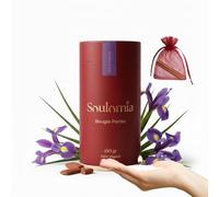 Soulomia Bougie Perlée Parfumée Iris Santal 450 g | Perles de cire végétale, 15 mèches incluses, rechargeable, idée cadeau Saint-Valentin, fête des mères