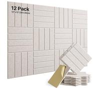 Soundsbay Panneaux Acoustiques Autocollant Beige Clair Lot de 12 Pièces | en Polyester, Isolation Acoustique, Absorbeur Acoustique, pour Traitement Acoustique et Décoration Murale 30×30×0,9cm
