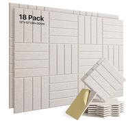 Soundsbay Panneaux Acoustiques Autocollant Beige Clair Lot de 18 Pièces | en Polyester, Isolation Acoustique, Absorbeur Acoustique, pour Traitement Acoustique et Décoration Murale 30×30×0,9cm