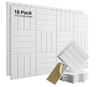 Soundsbay Panneaux Acoustiques Autocollant Blanc Lot de 18 Pièces | en Polyester, Isolation Acoustique, Absorbeur Acoustique, pour Traitement Acoustique et Décoration Murale 30×30×0,9cm