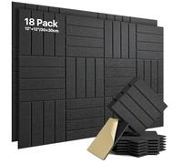 Soundsbay Panneaux Acoustiques Autocollant Noir Lot de 18 Pièces | en Polyester, Isolation Acoustique, Absorbeur Acoustique, pour Traitement Acoustique et Décoration Murale 30×30×0,9cm