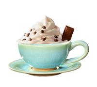 Soup Mug with Handle - Ceramic 150ML 4.72In Kiln Altered Glaze | Japanese Style Coffee Cup with Saucer, Handcrafted Stoneware, Artistic Design | Latte Cup Home Use, Gift Set