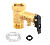Soupape de Sécurité 1/2 Pouce, 0,8 MPa Soupape de Sécurité en Laiton avec Tuyau de Guide et Joint de 1M, 1/2" IG x 1/2" AG Chauffe-eau Valve de Surpression Non Retour
