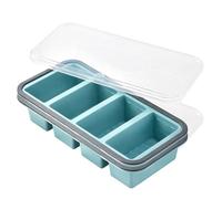 Souper Cubes Lot de 2 moules de congélation en silicone avec couvercle Bleu Plateau de congélation pour soupe bouillon sauce Grand bac à glaçons empilable sans BPA