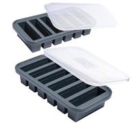 Souper Cubes Lot de 2 plateaux de congélation avec couvercle, couleur anthracite, pour 12 portions parfaites de 1/2 tasse, pour congeler le pesto, la salsa, la sauce ou les aliments.