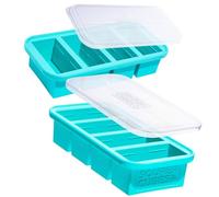 Souper Cubes Plateau de congélation en silicone extra-large de 1 tasse avec couvercle - paquet de 2 - donne 8 portions parfaites de 1 tasse - congeler le bouillon de soupe ou la sauce