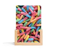 Sour Gummy WormsLED Veilleuse LED en acrylique avec base en bois, facile à assembler, lampe de bureau lumineuse transparente, lampe de table décorative durable, sans odeur, cadeau d'anniversaire