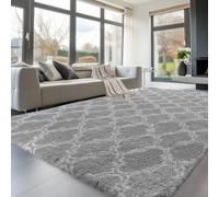 Sour Lemon Tapis à poils longs doux et moelleux pour chambre à coucher, salon, tapis de salon, lavable, antidérapant, extra large, tapis pelucheux et moderne, pour salon - Gris - 200 x 300 cm