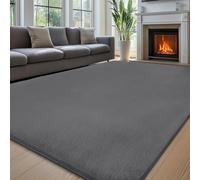 Sour Lemon Tapis de salon - Grand tapis antidérapant en fausse fourrure de lapin pour chambre à coucher, chambre d'enfant - Gris - 140 x 200 cm