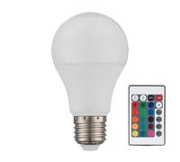 Source de lumière ampoule LED RVB blanche lampe moderne télécommande dimmable forme sphérique changement de couleur, 1x douille LED E27 4W 470lm 2700K blanc chaud, DxH 6x11 cm