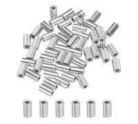sourcing map 1/16" 1,5 mm Aluminium Sertissage Boucle Manchon Simple Rond Ferrule pour Fil Corde Câble Ligne Fin, Argent 50pcs