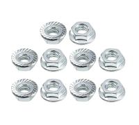sourcing map 1/4-20 Hex dentelée acier carbone, écrous bloc 10pc
