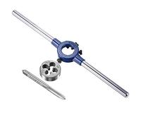 sourcing map 1/4-20 UNC Ensemble Taraud et Filière avec 20mm Rond Porte-filière Poignée Clé Haute Vitesse Acier Machine Filetage Robinet et Rond Matrice Filetage Outil