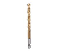 sourcing map 1/4" Hex Tige Foret 7mm Titane Perceuse Foret Ensemble M35 Haut Vitesse Acier Foret Hélicoïdal 110mm Long Entièrement Rectifié pour Bois, Inox Acier, Métal, Plastique Plastique