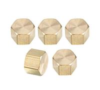 sourcing map 1/4 Pouce Laiton Capuchon 5pcs G1/4 Femelle Tube Raccord Hexagonal Compression Arrêt Vanne Connecteur