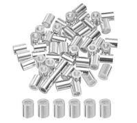 sourcing map 1/8" 3mm Aluminium Sertissage Boucle Manchon Simple Rond Ferrule pour Fil Corde Câble Ligne Extrémité, Argent 50pcs