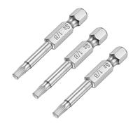 sourcing map 1/8" Magnétique Hex Tête Tournevis Embout, 1/4" Hex Tige 2" Longueur S2 Acier Puissance Outil, 3Pcs