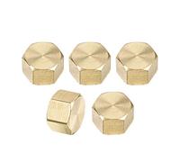 sourcing map 1/8 Pouce Laiton Capuchon 5pcs PT1/8 Femelle Tube Raccord Hexagonal Compression Arrêt Vanne Connecteur