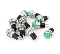 sourcing map 10 PCS AC 250V 3A Cap rond vert momentané NO ON-OFF Interrupteur à bouton poussoir miniature