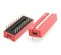 sourcing map 10 Pièces Red Double Rangée 20 Broches 10P Postes Dip Interrupteur 2.54mm Épaisseur