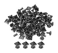 sourcing map 100 Ensembles Pointe Rivet, 7mm Pyramide Rapide Rivet Clouons Carré Punk Pointes Maroquinerie Décoration pour Vêtements Ceintures Sacs Chaussures, Pistolet-noir