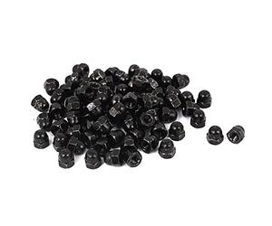 sourcing map 100Pcs Écrou Borgne Noir M6 Hexagonal Dôme Clous Carbure Acier Décoratif pour Vis Boulon