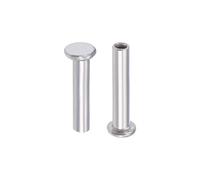 sourcing map 100Pcs M2x10mm Aluminium Tête plate Semi-tubulaire Rivets Argenté