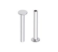 sourcing map 100Pcs M2x14mm Aluminium Tête plate Semi-tubulaire Rivets Argenté