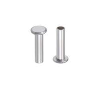 sourcing map 100Pcs M3x12mm Aluminium Tête plate Semi-tubulaire Rivets Argenté