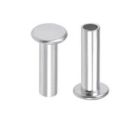 sourcing map 100Pcs M4x14mm Aluminium Tête plate Semi-tubulaire Rivets Argenté