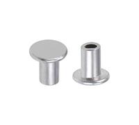 sourcing map 100Pcs M4x6mm Aluminium Tête plate Semi-tubulaire Rivets Argenté