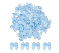 sourcing map 100pcs Mini Noeud en Ruban 2,5cm Mini Tissu Satin Ruban Bleu | Nœuds pour Artisanat DIY Couture, pour Mariage Anniversaire Fête