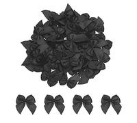 sourcing map 100pcs Mini Noeud en Ruban 2,5cm pour Mariage Noir | Mini Tissu Satin Ruban Nœuds pour Artisanat DIY Couture, Anniversaire Fête