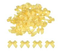 sourcing map 100Pcs Mini Noeud en Ruban 2,5cm Tissu Satin pour DIY Jaune | Mini Tissu Satin Ruban Nœuds pour Artisanat DIY Couture Mariage Anniversaire Fête