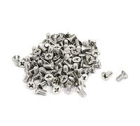 sourcing map 100pcs Plat Tête Vis Métaux Cruciforme Croix Vis M4x8mm | Attaches Boulon, en 304 Acier Inox
