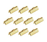 sourcing map 100Pcs Ruban Sertissage Pince Extrémités, 22mm Signet Pincer Cordon Extrémité Fermoirs pour Bricolage Artisanat Fabrication, Doré