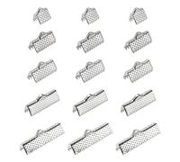 sourcing map 100Pcs Ruban Sertissage Pince Terminaux, 8/10/13/20/25mm Signet Pouce Câble Terminal Agrafes pour Bricolage Artisanat Création, Argenté (5 Dimensions En1Ensemble)