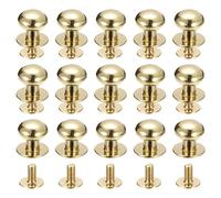 sourcing map 10mm Balle Tête Étalon Rivets Vis Dos, 15Paquet Rond Tête Bouton Mamelon Rivet pour Bricolage Cuir Artisanat Sac Main Ceinture, Clair Doré
