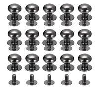 sourcing map 10mm Balle Tête Étalon Rivets Vis Dos, 15Paquet Rond Tête Bouton Mamelon Rivet pour Bricolage Cuir Artisanat Sac Main Ceinture, Métallique Noir