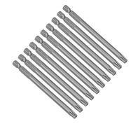 sourcing map 10pc Embout de Tournevis 100mm tige Hex 1/4 T30 Torx sécurité magnétique S2 Acier haute